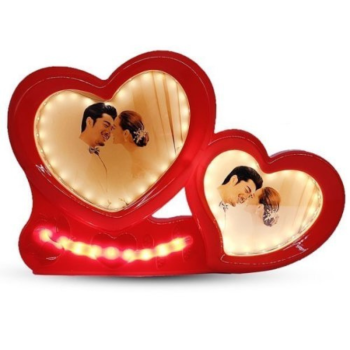 Magic Mirror Photo Frame Double Heart,